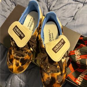 Adidas Wales Bonner Sneakers with Leopard Print - Brown and Blue